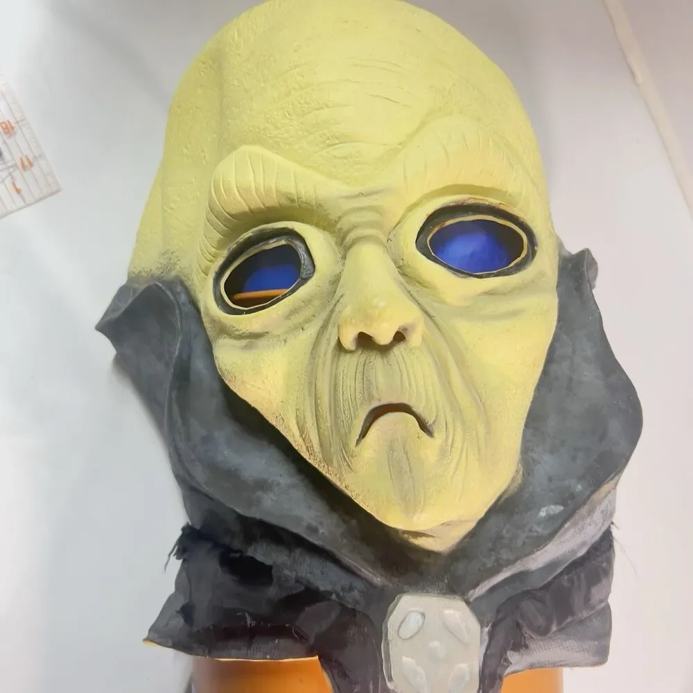Easter Unlimited Green Space Alien Martian Full Head Latex Mask with Neck Cape